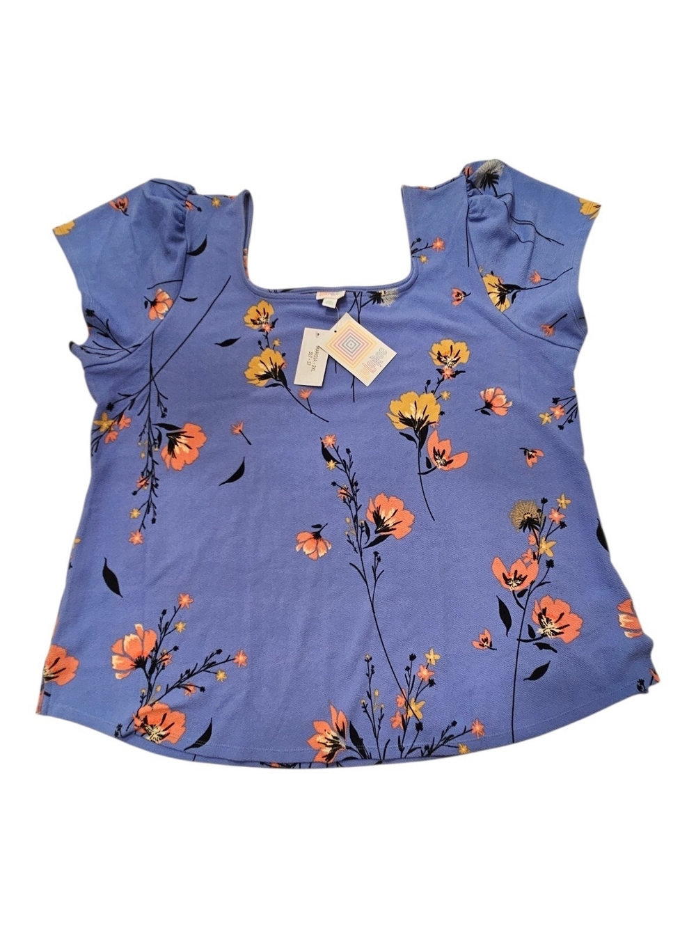 LuLaRoe Marissa Periwinkle Blue Floral Square-Neck Top
